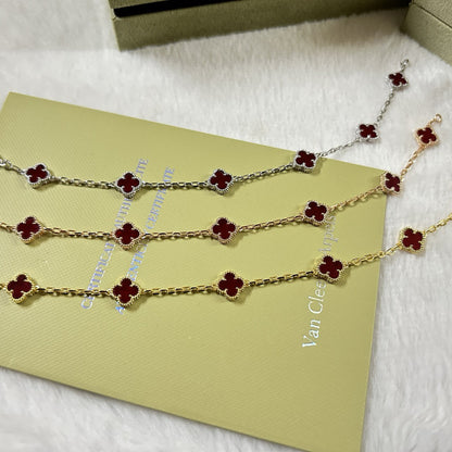 [Rani Jewelry]CLOVER 6 MOTIF RED AGATE BRACELET