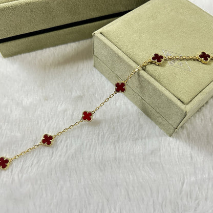 [Rani Jewelry]CLOVER 6 MOTIF RED AGATE BRACELET