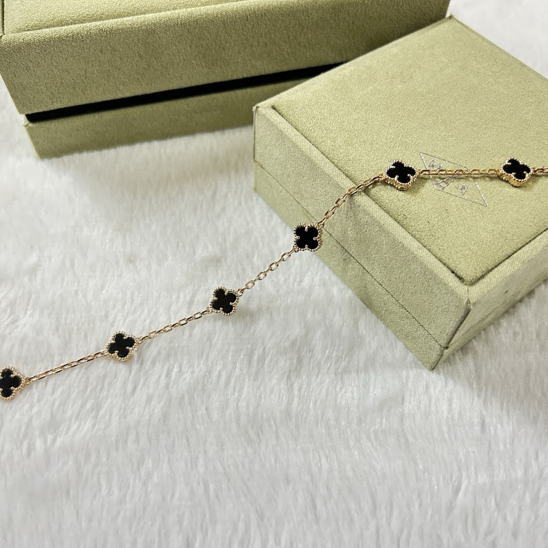 [Rani Jewelry]CLOVER 6 MOTIF  ONYXS BRACELET
