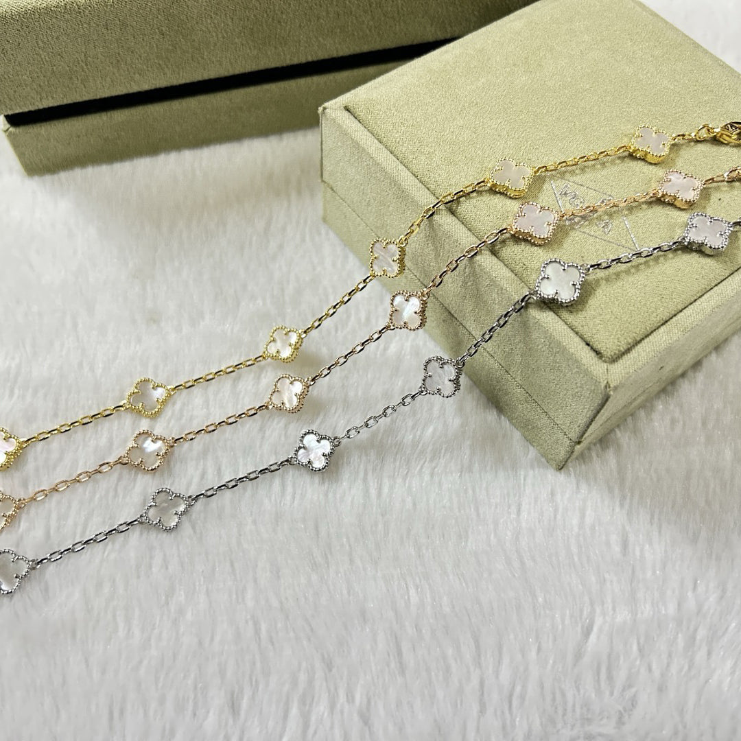 [Rani Jewelry]CLOVER 6 MOTIF WHITE MOP BRACELET