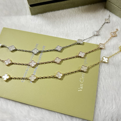 [Rani Jewelry]CLOVER 6 MOTIF WHITE MOP BRACELET