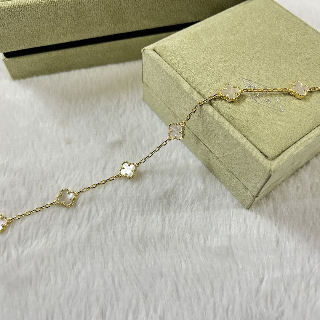 [Rani Jewelry]CLOVER 6 MOTIF WHITE MOP BRACELET