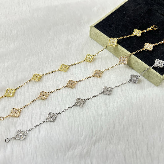 [Rani Jewelry]CLOVER 6 MOTIF DIAMOND BRACELET