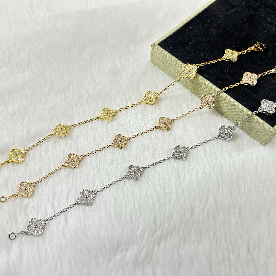 [Rani Jewelry]CLOVER 6 MOTIF DIAMOND BRACELET