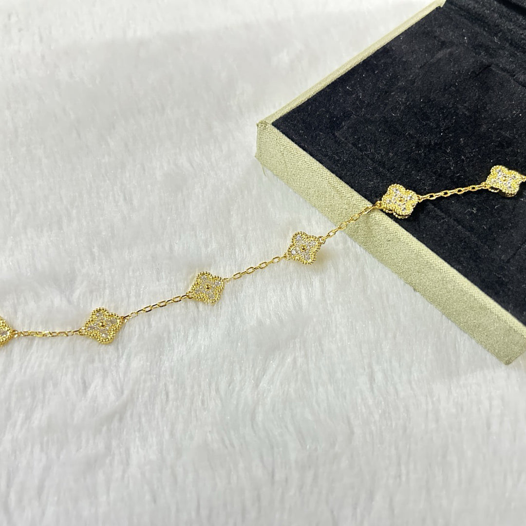 [Rani Jewelry]CLOVER 6 MOTIF DIAMOND BRACELET