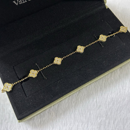 [Rani Jewelry]CLOVER 6 MOTIF DIAMOND BRACELET