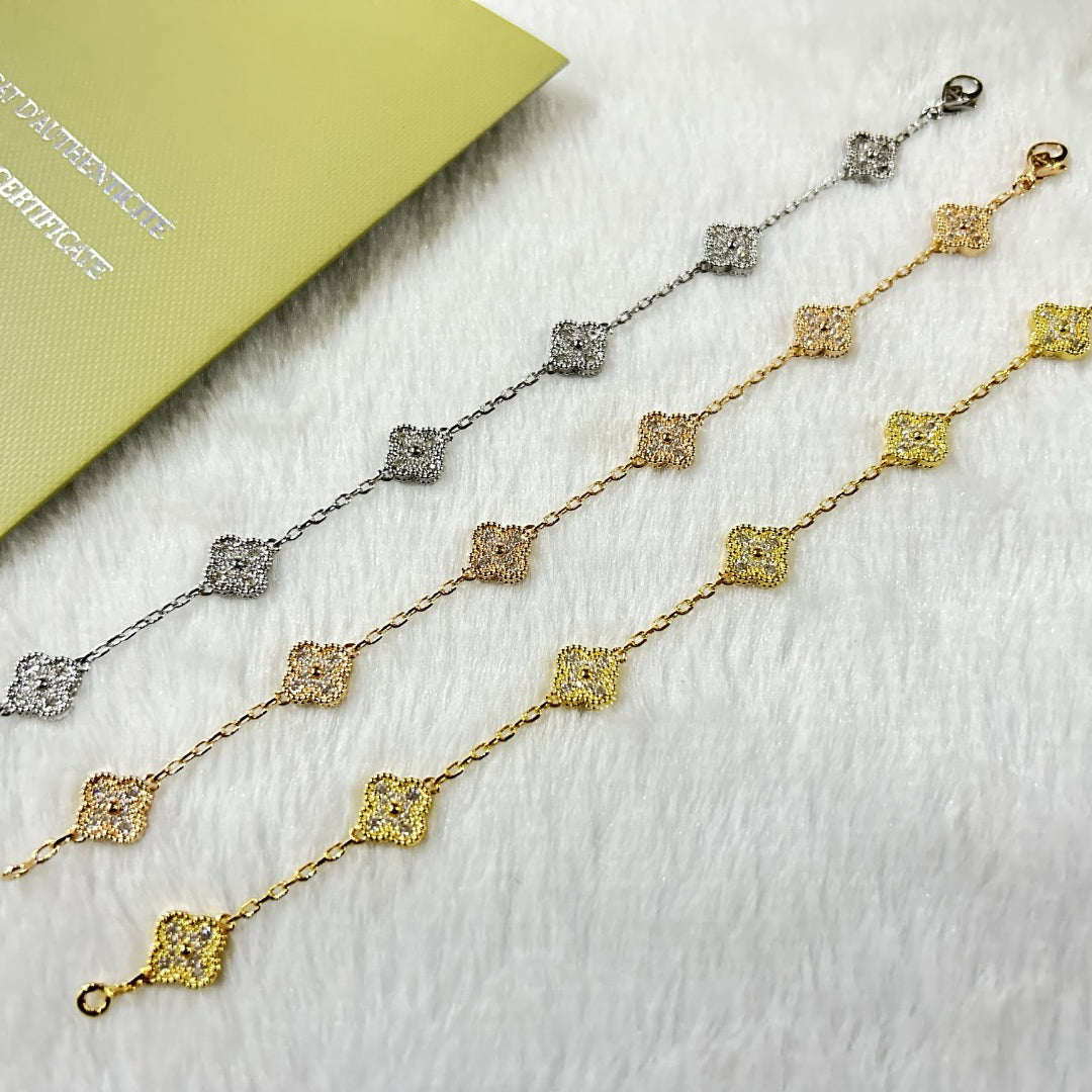[Rani Jewelry]CLOVER 6 MOTIF DIAMOND BRACELET