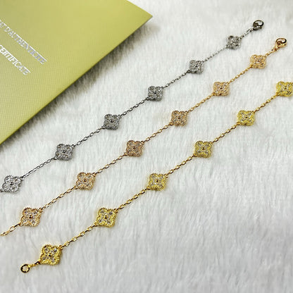 [Rani Jewelry]CLOVER 6 MOTIF DIAMOND BRACELET