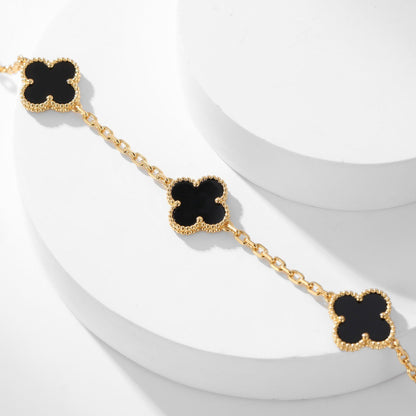 [Rani Jewelry]CLOVER 10 MOTIFS ONYX NECKLACE