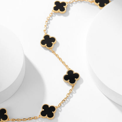 [Rani Jewelry]CLOVER 10 MOTIFS ONYX NECKLACE