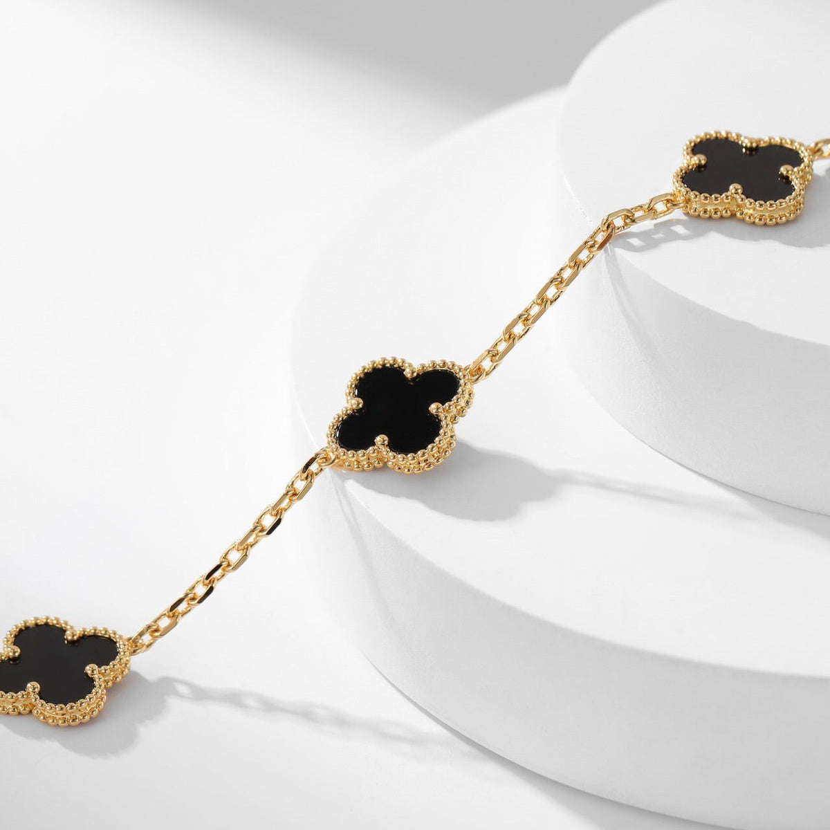 [Rani Jewelry]CLOVER 10 MOTIFS ONYX NECKLACE