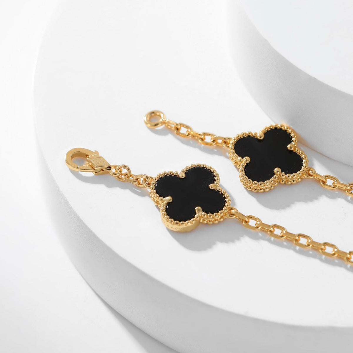 [Rani Jewelry]CLOVER 10 MOTIFS ONYX NECKLACE