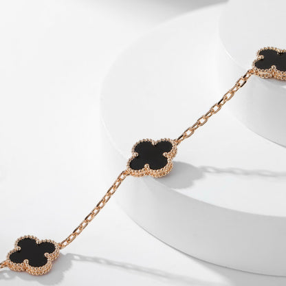 [Rani Jewelry]CLOVER 10 MOTIFS ONYX NECKLACE