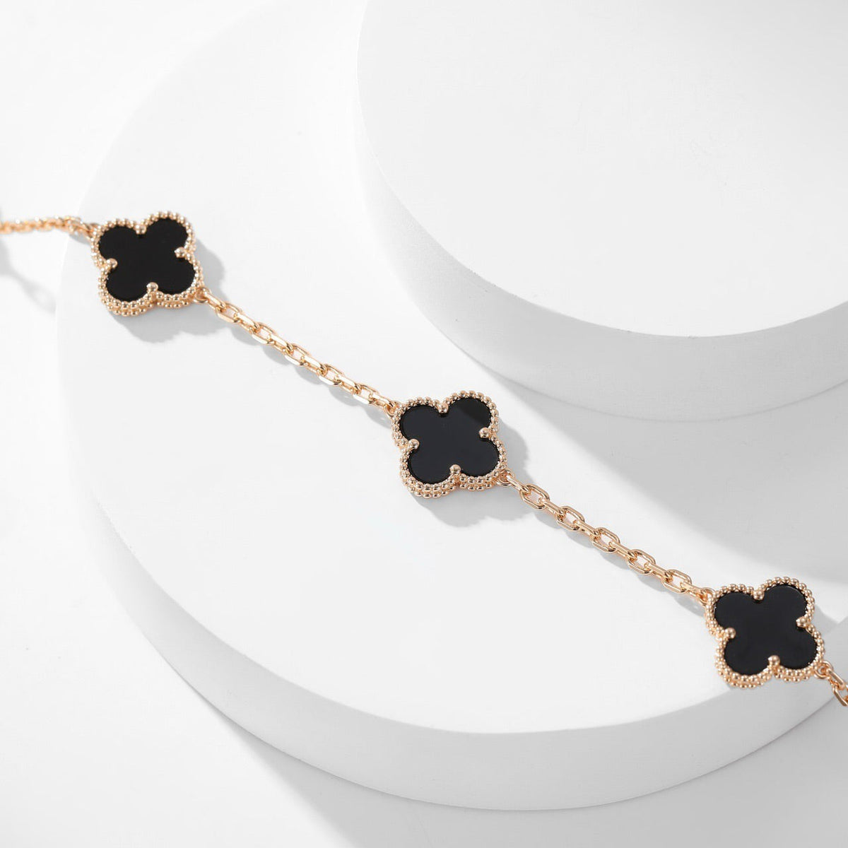 [Rani Jewelry]CLOVER 10 MOTIFS ONYX NECKLACE