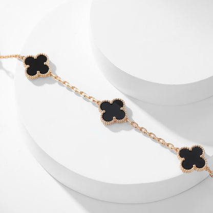 [Rani Jewelry]CLOVER 10 MOTIFS ONYX NECKLACE