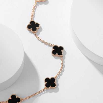 [Rani Jewelry]CLOVER 10 MOTIFS ONYX NECKLACE