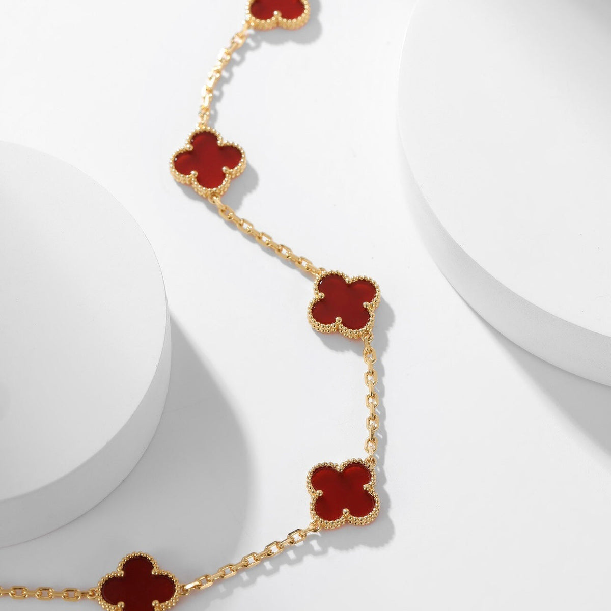 [Rani Jewelry]CLOVER 10 MOTIFS CARNELIAN NECKLACE