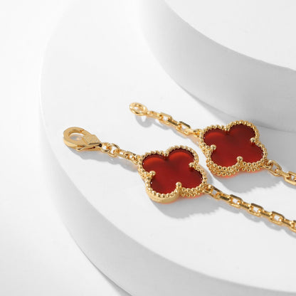 [Rani Jewelry]CLOVER 10 MOTIFS CARNELIAN NECKLACE