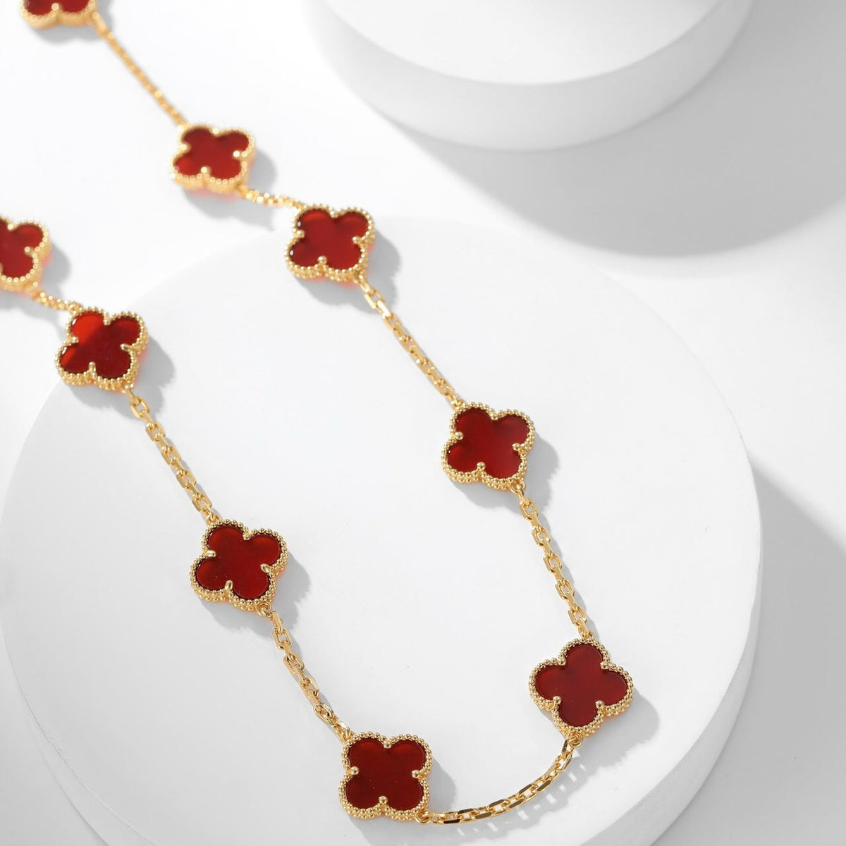 [Rani Jewelry]CLOVER 10 MOTIFS CARNELIAN NECKLACE