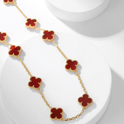 [Rani Jewelry]CLOVER 10 MOTIFS CARNELIAN NECKLACE