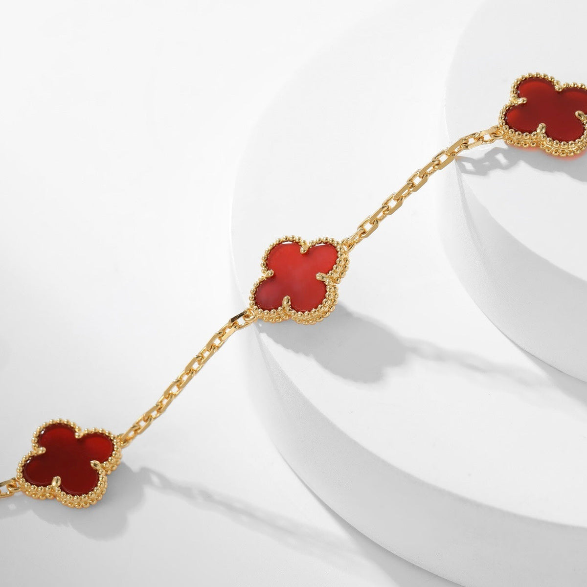 [Rani Jewelry]CLOVER 10 MOTIFS CARNELIAN NECKLACE