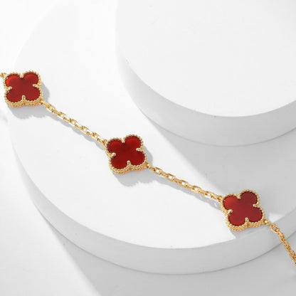 [Rani Jewelry]CLOVER 10 MOTIFS CARNELIAN NECKLACE