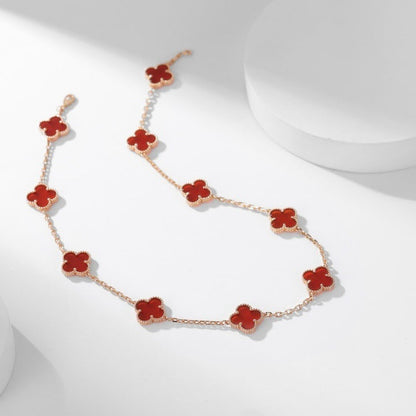 [Rani Jewelry]CLOVER 10 MOTIFS CARNELIAN NECKLACE