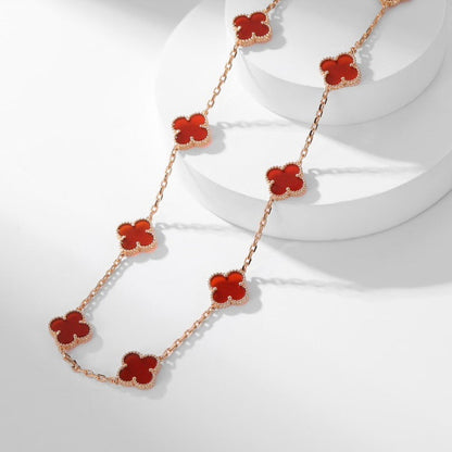 [Rani Jewelry]CLOVER 10 MOTIFS CARNELIAN NECKLACE