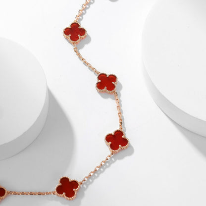 [Rani Jewelry]CLOVER 10 MOTIFS CARNELIAN NECKLACE