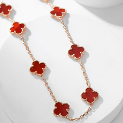 [Rani Jewelry]CLOVER 10 MOTIFS CARNELIAN NECKLACE