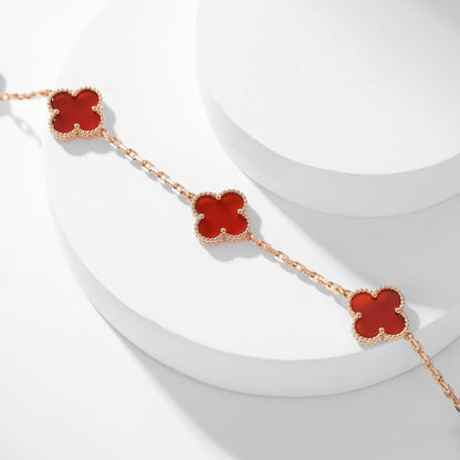 [Rani Jewelry]CLOVER 10 MOTIFS CARNELIAN NECKLACE