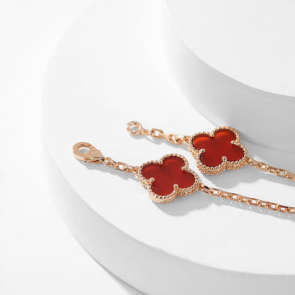 [Rani Jewelry]CLOVER 10 MOTIFS CARNELIAN NECKLACE