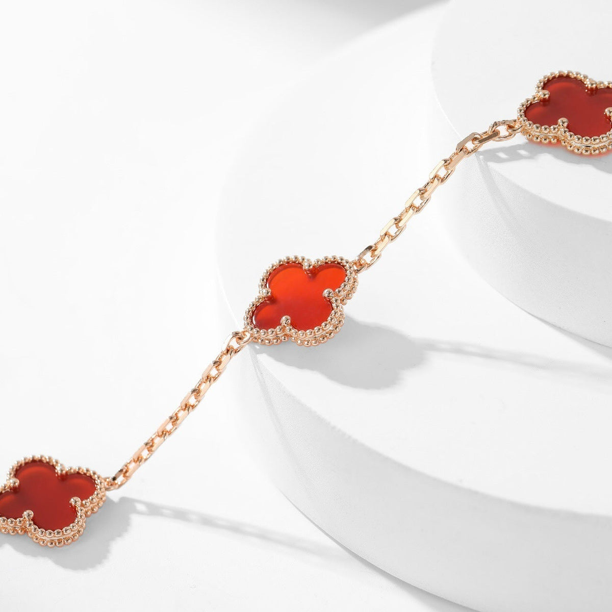 [Rani Jewelry]CLOVER 10 MOTIFS CARNELIAN NECKLACE