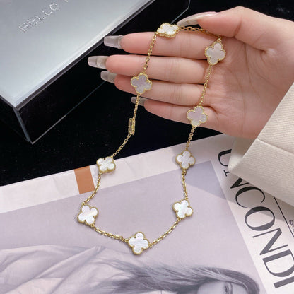 [Rani Jewelry]CLOVER 10 MOTIFS WHITE MOTHER OF PEARL NECKLACE