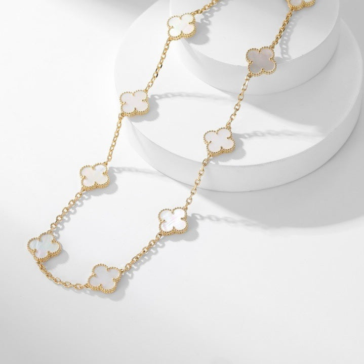 [Rani Jewelry]CLOVER 10 MOTIFS WHITE MOTHER OF PEARL NECKLACE