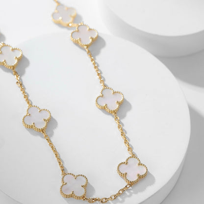 [Rani Jewelry]CLOVER 10 MOTIFS WHITE MOTHER OF PEARL NECKLACE