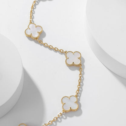 [Rani Jewelry]CLOVER 10 MOTIFS WHITE MOTHER OF PEARL NECKLACE