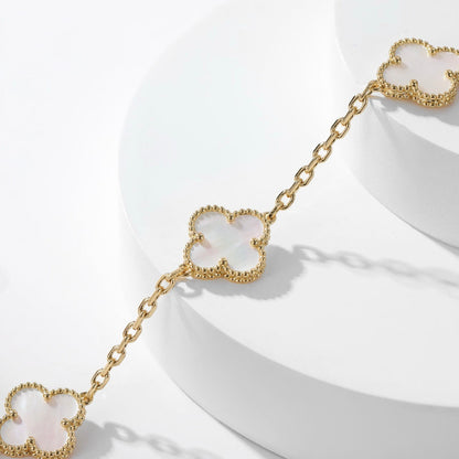 [Rani Jewelry]CLOVER 10 MOTIFS WHITE MOTHER OF PEARL NECKLACE