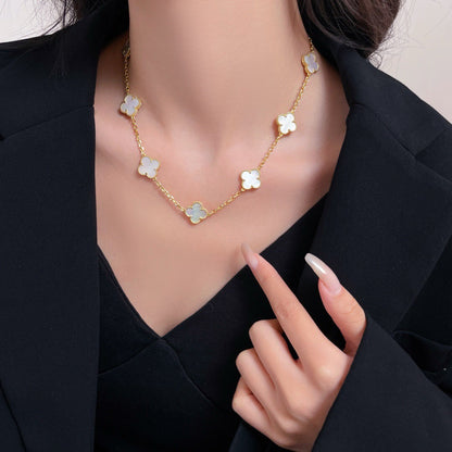 [Rani Jewelry]CLOVER 10 MOTIFS WHITE MOTHER OF PEARL NECKLACE