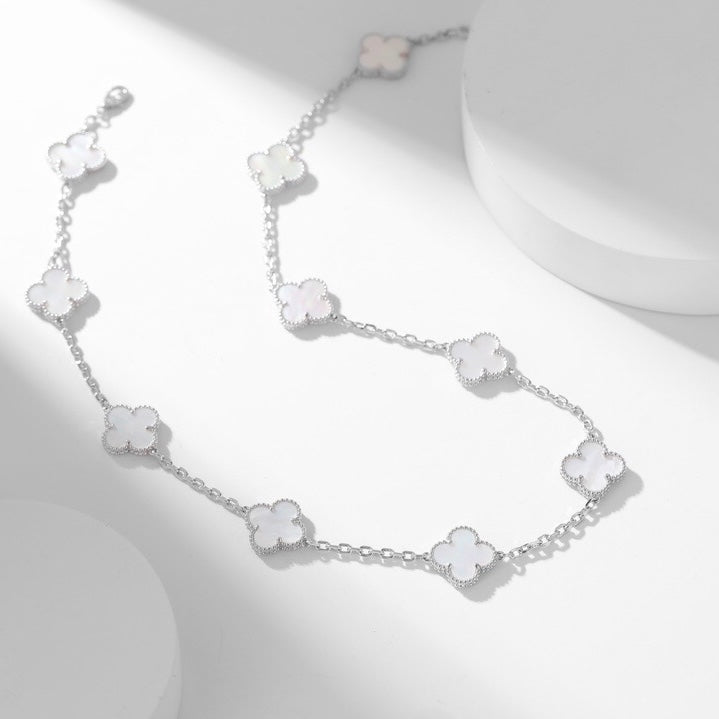 [Rani Jewelry]CLOVER 10 MOTIFS WHITE MOTHER OF PEARL NECKLACE