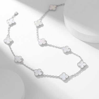 [Rani Jewelry]CLOVER 10 MOTIFS WHITE MOTHER OF PEARL NECKLACE