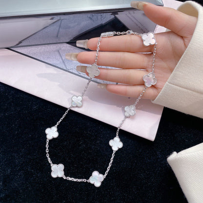 [Rani Jewelry]CLOVER 10 MOTIFS WHITE MOTHER OF PEARL NECKLACE