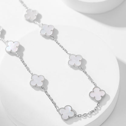 [Rani Jewelry]CLOVER 10 MOTIFS WHITE MOTHER OF PEARL NECKLACE