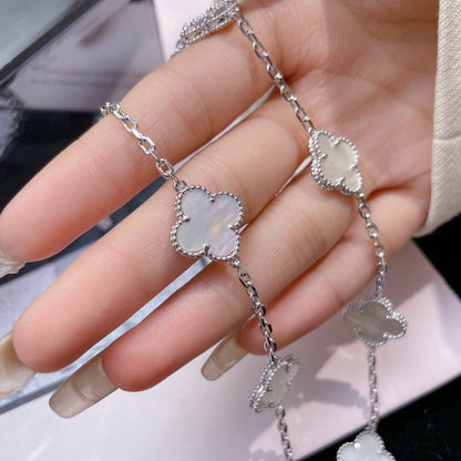 [Rani Jewelry]CLOVER 10 MOTIFS WHITE MOTHER OF PEARL NECKLACE