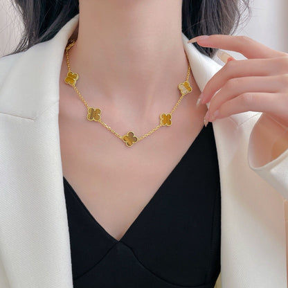 [Rani Jewelry]CLOVER 10 MOTIFS TIGER EYE NECKLACE