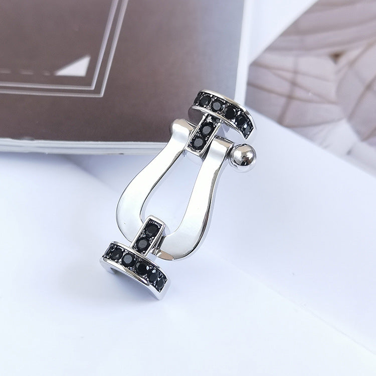 [Rani Jewelry]FORCE LARGE HORSESHOE BLACK DIAMOND BRACELET SILVER