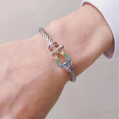 [Rani Jewelry]FORCE LARGE HORSESHOE  COLORED DIAMOND BRACELET ROSE GOLD