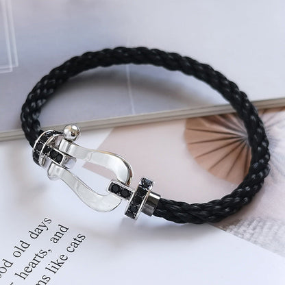 [Rani Jewelry]FORCE LARGE HORSESHOE BLACK DIAMOND BRACELET SILVER