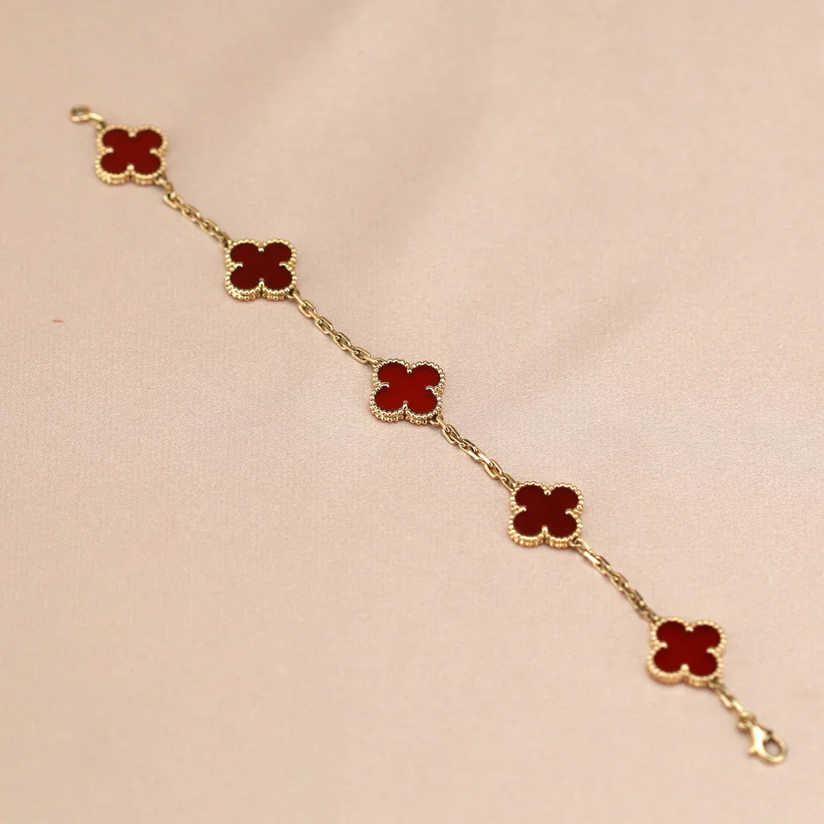 [Rani Jewelry] CLOVER 5 MOTIF RED CORNELIAN BRACELET COLLECTION
