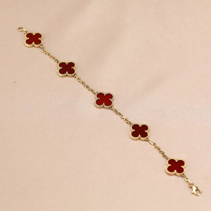 [Rani Jewelry] CLOVER 5 MOTIF RED CORNELIAN BRACELET COLLECTION